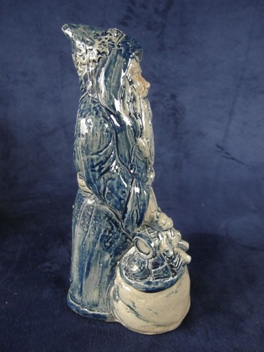 Bolsa de juguetes Rowe Pottery Works 2004 RPW azul y gris esmalte de sal Santa - Imagen 3 de 8