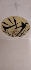 alte Hänge-Tellerlampe,Gelb/Schwarz 50/60er Jahre