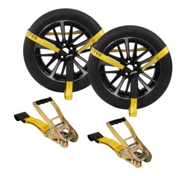 (2 Pack) 2''x10' Lasso Ratchet Strap Flat Hook Wheel Net Auto Tow Towing Tie Down