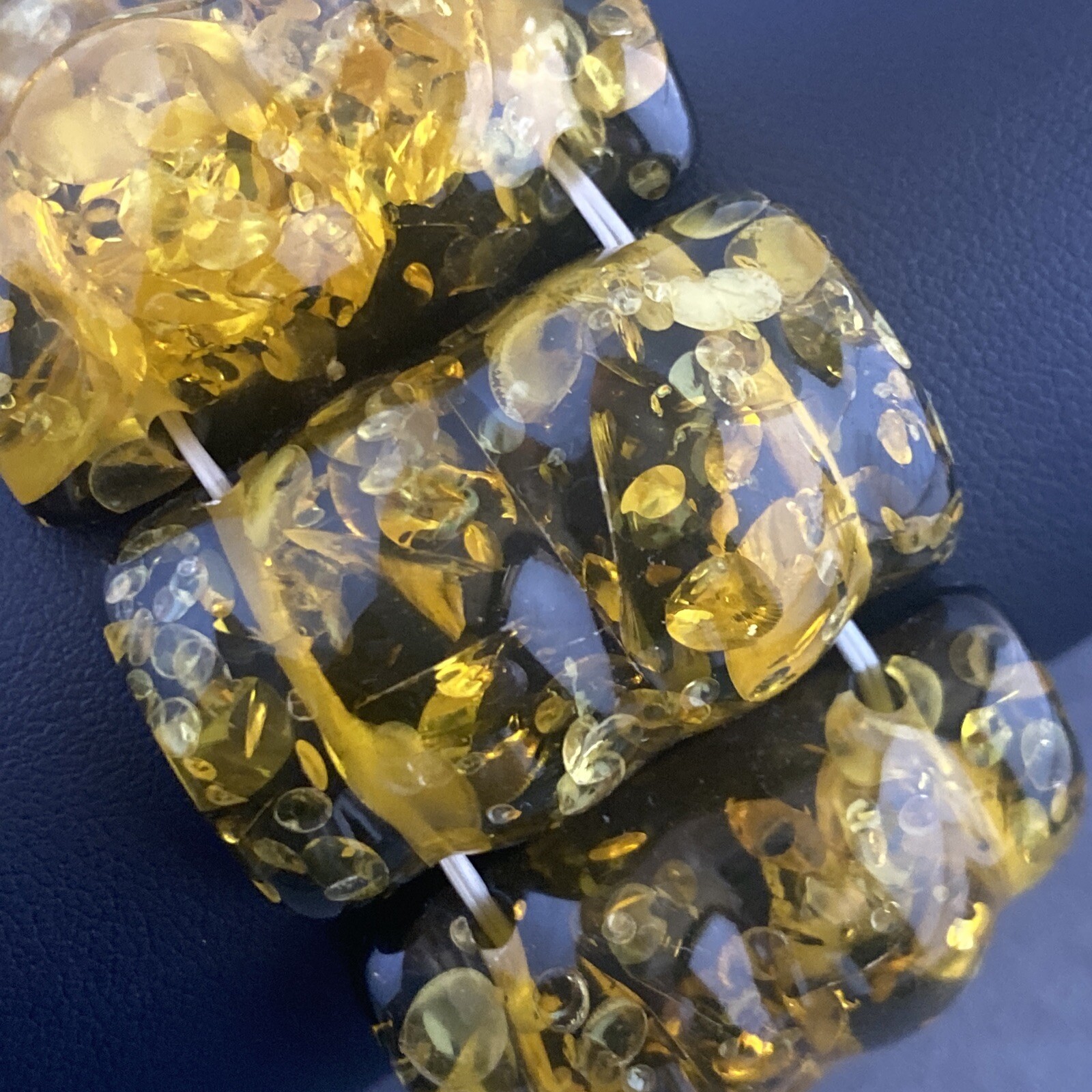 Gold And Black Bumpy Lucite Statement STRETCH BRA… - image 6