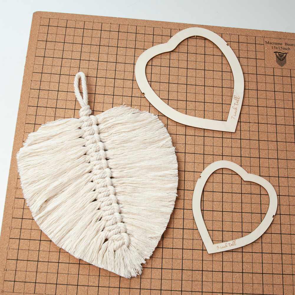 3pcs Heart Shaped Rustic Macrame Leaf Cutting Template Home Decor Gifts