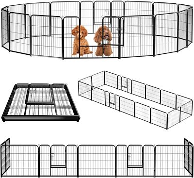 16 Panels Dog Playpen Yard Metal Dog Outdoor Exercise Foldable Playpen Pet Fence