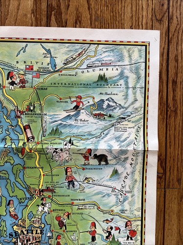 1936 Good Natured Map of Seattle, Washington Shrine Playground - Picture 5 of 14