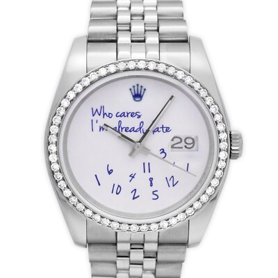Rolex Datejust 36 Custom Dia 1.15ct Bezel & White Dial Steel Jubilee Band w.B/C