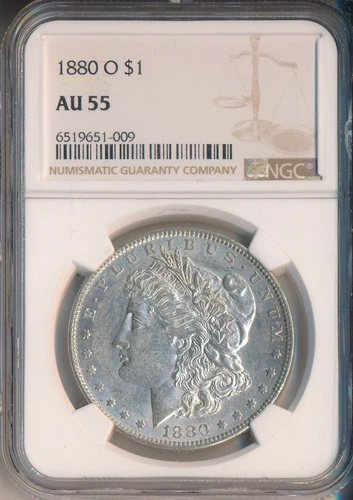 1880-O MORGAN SILVER DOLLAR **NGC CERTIFIED AU 55** FREE SHIPPING!!