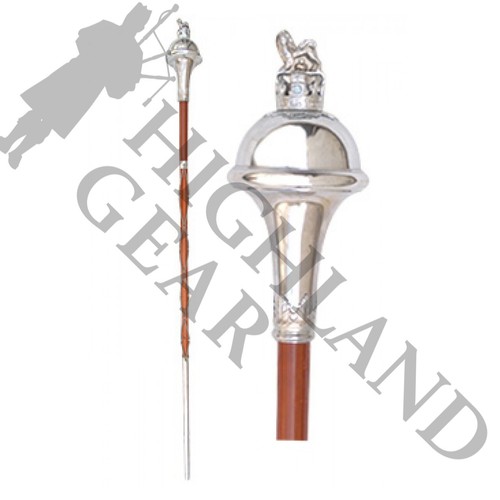 Drum Major Mace Stave & Stick - 4 Parts Chrome with Lion Crown Head- | eBay