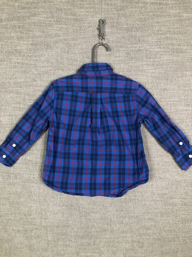 Ralph Lauren Shirt Boys 2T Toddler Blue Plaid Long Sleeve Button Up Casual Pony - Picture 7 of 9