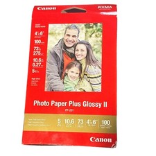CANON PIXMA PHOTO PAPER PLUS GLOSSY II PP-301 4"x 6" 100 SHEETS TOTAL