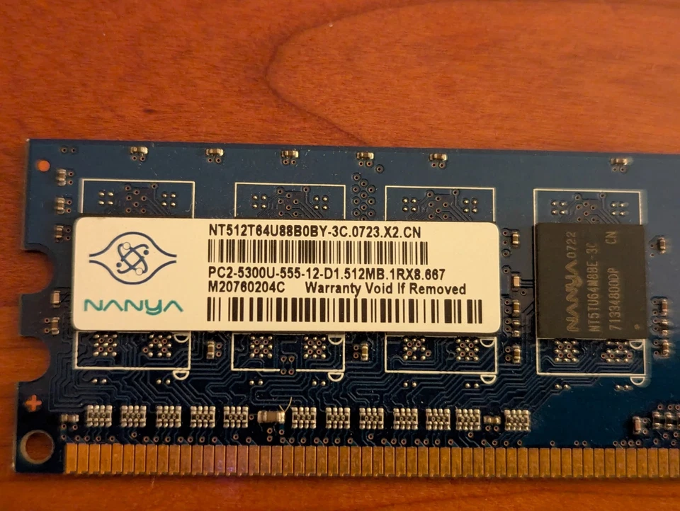 Nanya 512MB DDR2 PC2-5300U Desktop RAM (NT512T64U88B0BY) 1Rx8 - Image 2 of 3