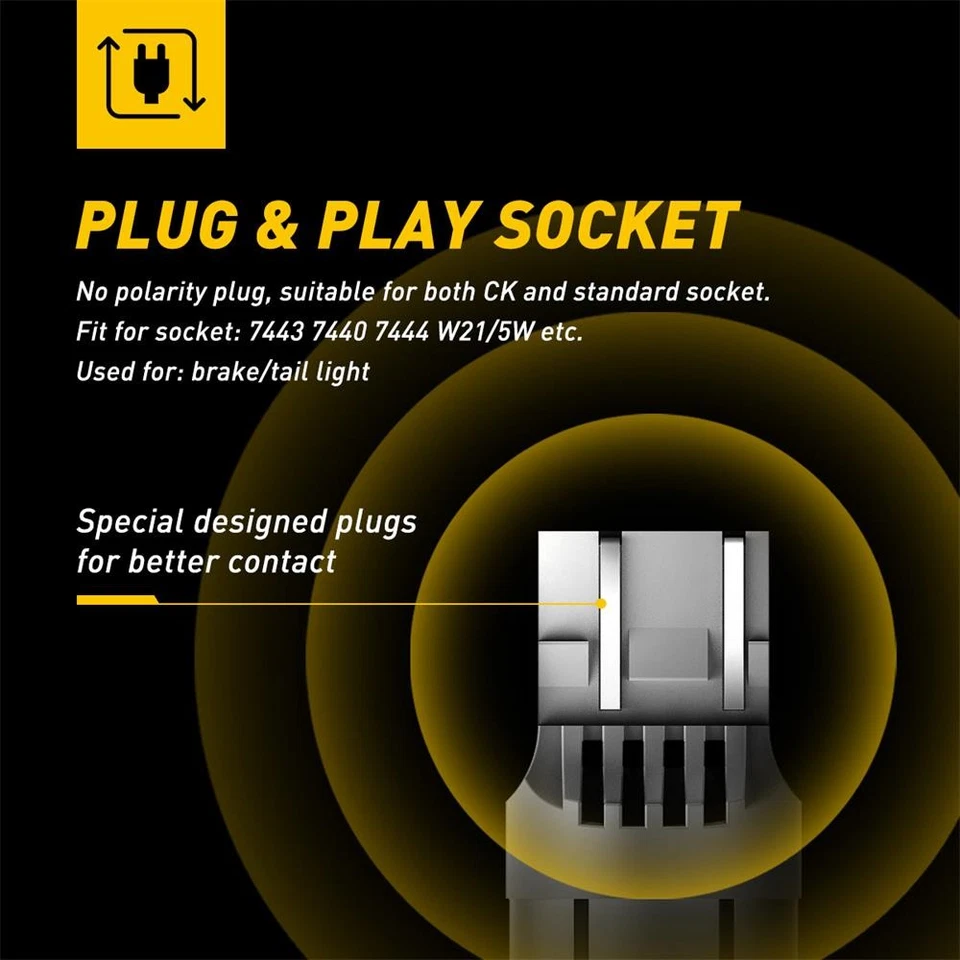 AUXITO 7443 7444 Red LED Bulb Brake Tail Stop Parking Light 7440 T20 Bright Lamp - Image 4 of 4