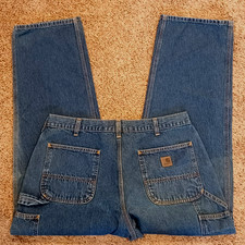 Carhartt Jeans Mens 34x31 Denim B13 DPS Original Dungaree Fit Carpenter Workwear