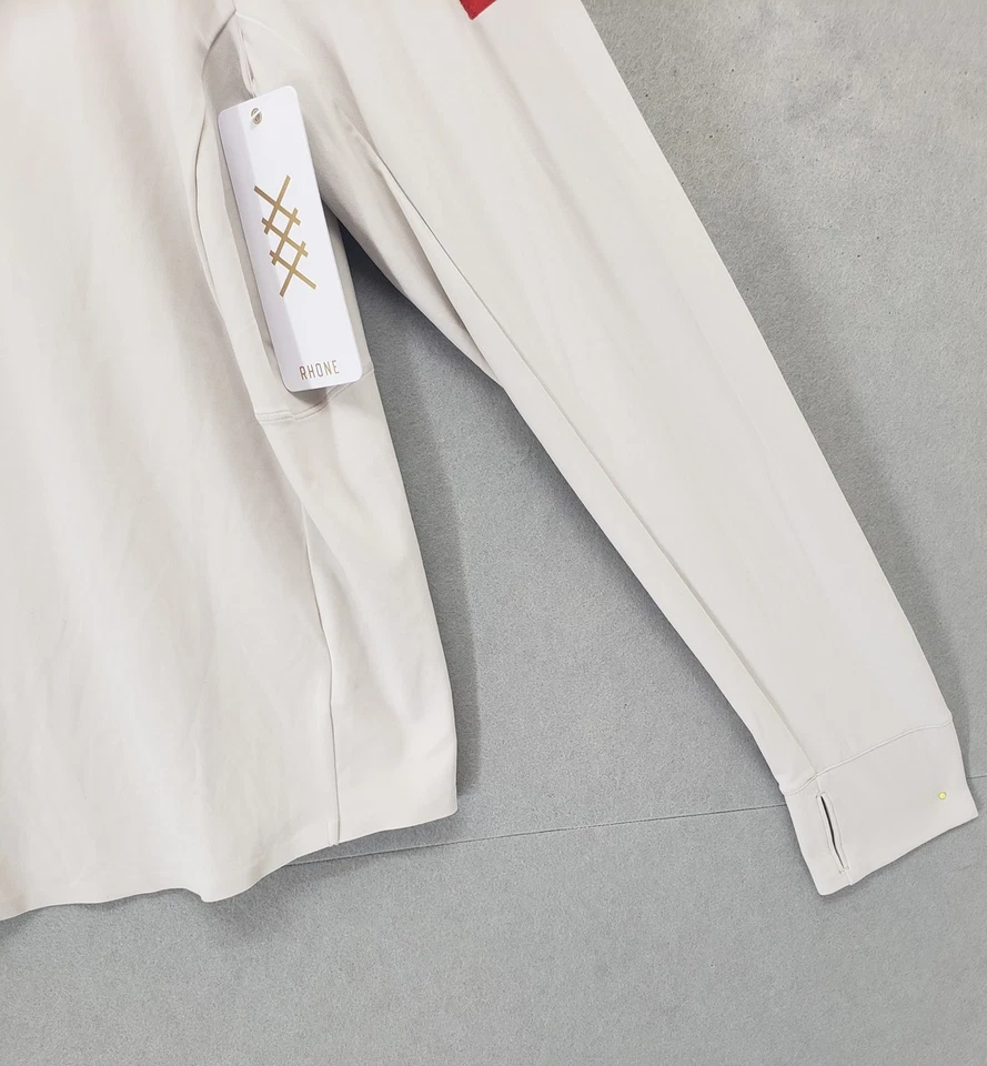 Rhone Pullover Mens 2XL Cream Long Sleeve 1/4 Zip Golf Athletic Jacket New - Image 4 of 4