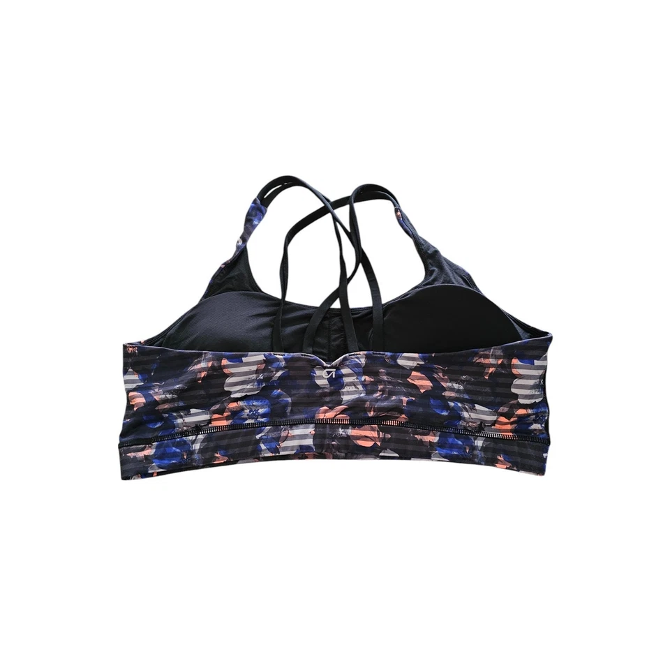 Sujetador deportivo GAP Fit para mujer talla XXL con tiras negro azul estampado floral Foto 2 de 4