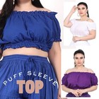 Women Plus Size Cotton Off Shoulder crop Top Puff Sleeve Wholesale Mix Lot 10pc
