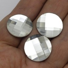 20 Clear Faceted Round Flatback Glass Crystal Rhinestone Gems 20mm No Hole
