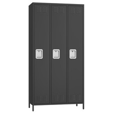 3 Door Metal Locker Tall Steel Storage Cabinet for Office Employee Work