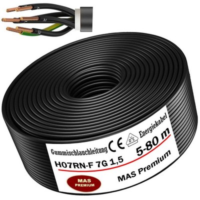 5-80m H07RN-F 7G1,5 Gummischlauchleitung Baustellenkabel Flexibel für Geräten
