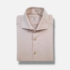 Kiton Men's Red White Cotton Long-Sleeve Button-up Shirt Size 41