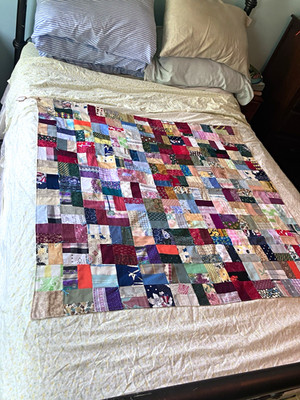 Vintage Handmade Patchwork Crazy Quilt Throw Blanket Wall Display? Farmhouse 