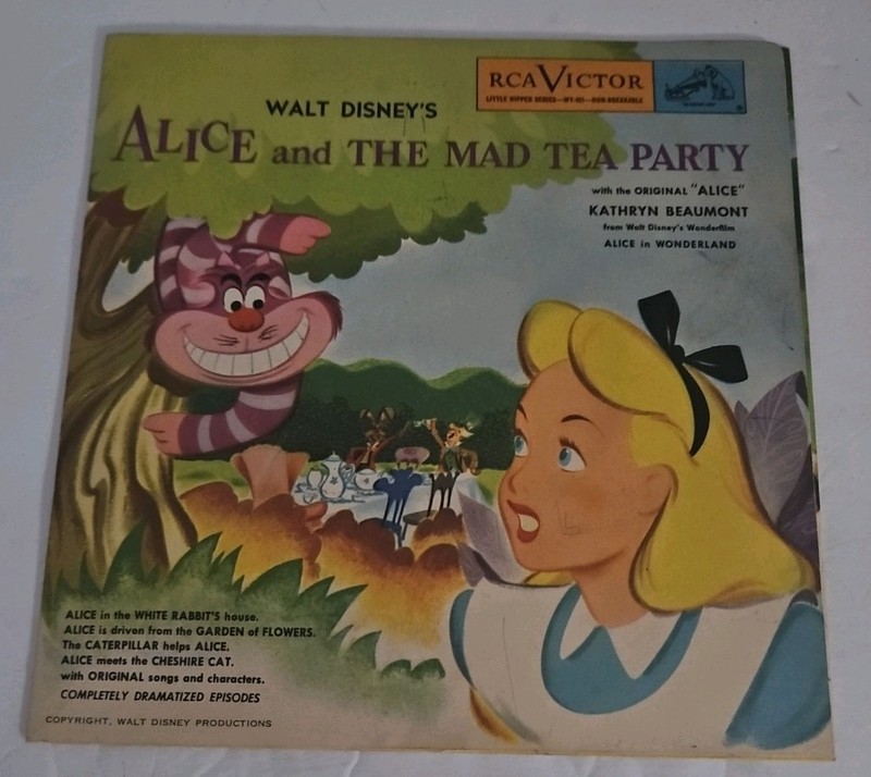 Vintage 1951 Release Walt Disney Alice and Mad Tea Party 45 Record Sleeve VG