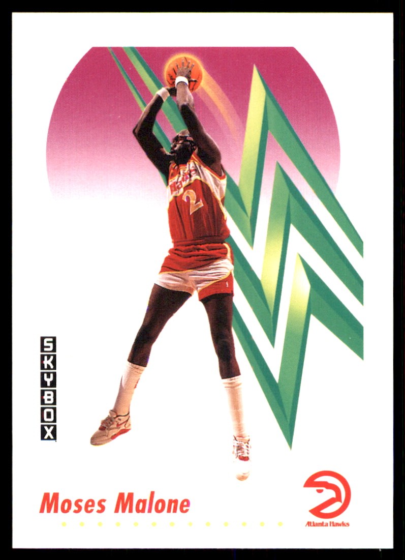 Moses Malone 1991-92 SkyBox #4 Atlanta Hawks NBA READ FREE SHIPPING AutographDen