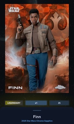 Finn Orange 25cc Legendary Star Wars Card Trader Chrome Sapphire