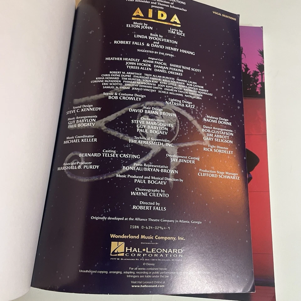 Elton John & Tim Rice's Aida Vocal Selection Music Book by Hal Leonard - Image 3 of 4