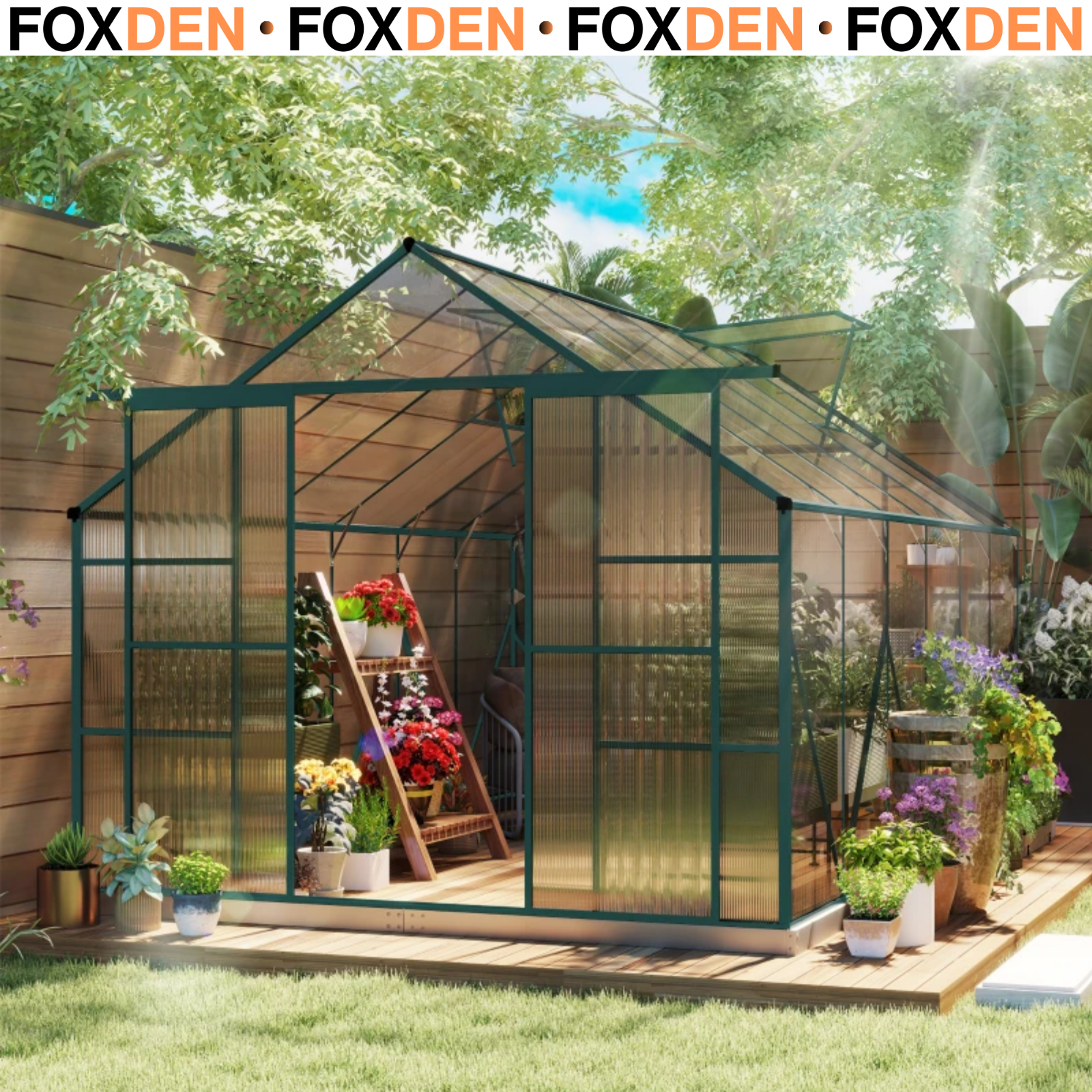 Outsunny Clear Aluminium Greenhouse Polycarbonate Walk-In Garden Greenhouse Kit With Adjustable Roof Vent, | Aosom Uk - Image 2