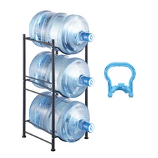 3 Tiers Water Jug Holder Single Row Water Bottle Rack for 3 Bottles Black