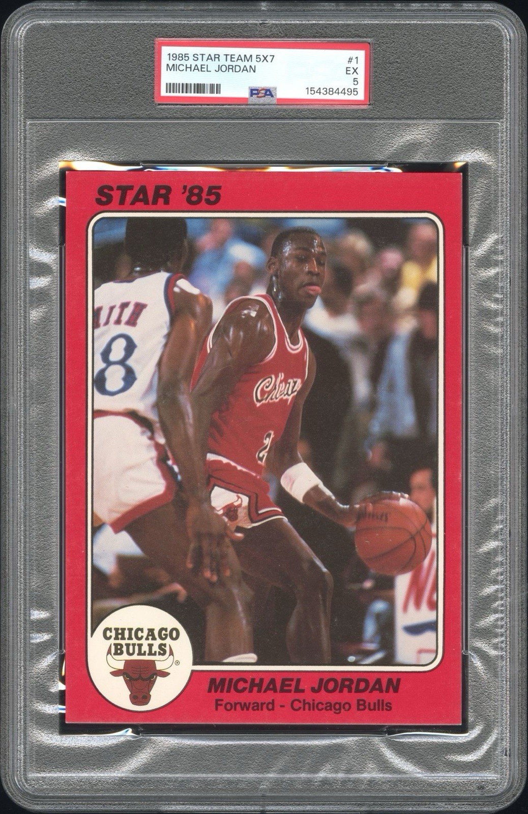 1985 Star Team 5 x 7 - Chicago Bulls Michael Jordan PSA 5 Vintage RC
