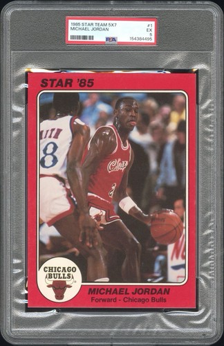 1985 Star Team 5 x 7 - Chicago Bulls Michael Jordan PSA 5 Vintage RC