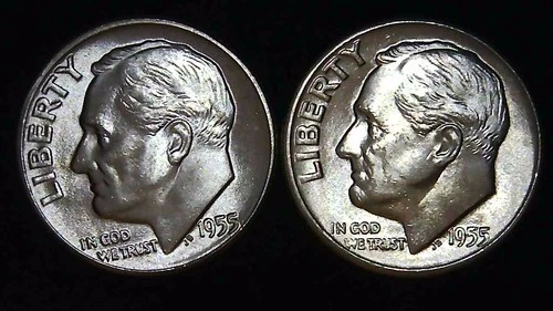 1955-P  D 10C Roosevelt Dime (2  Coins) BU 90% Silver 26ctt0111-1