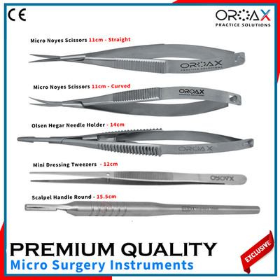 Microsurgical Instrument Kit | Olsen Needle Holder & Noyes Micro Scissors