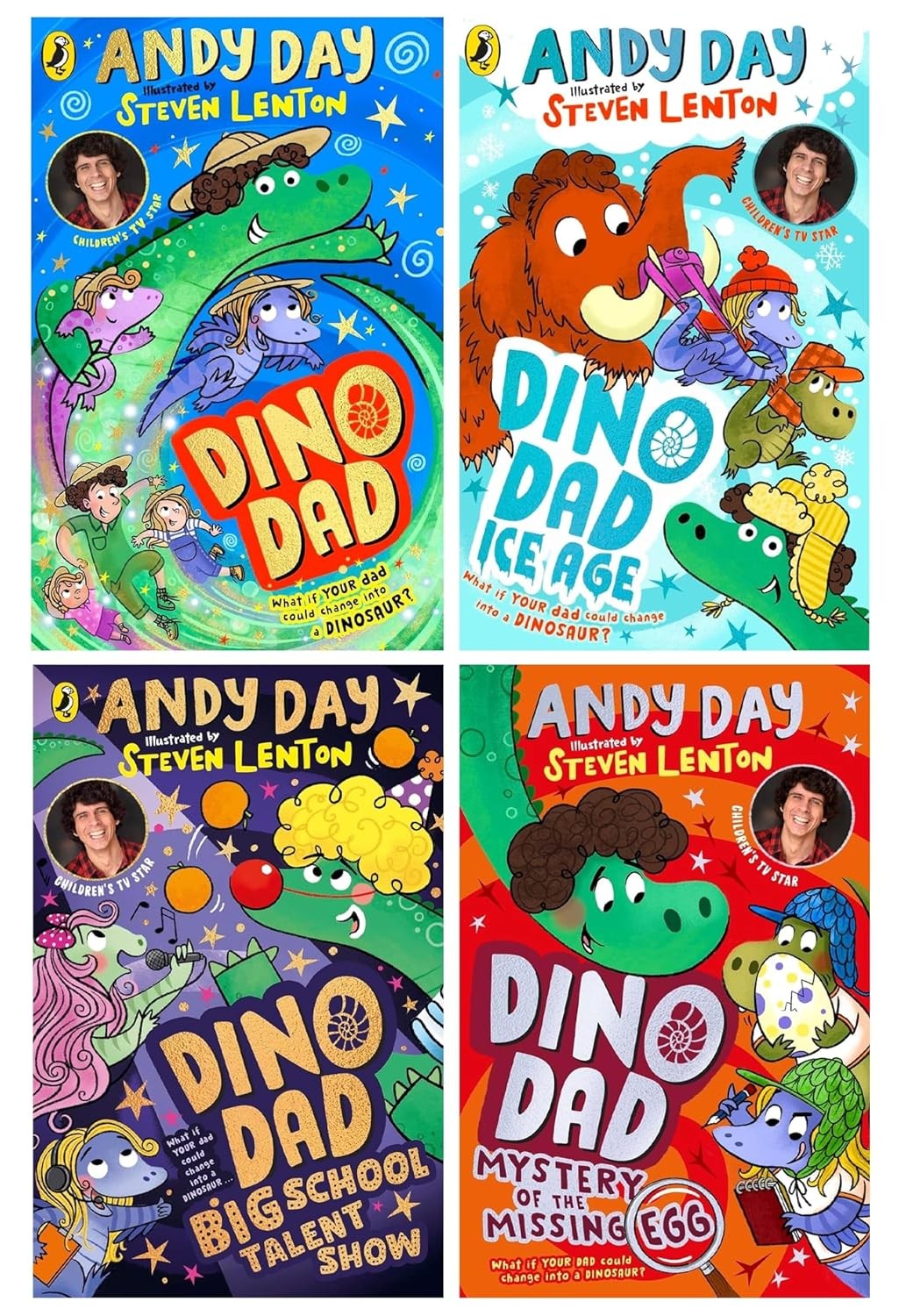 Dino Dad Series 4 Books Collection Set By Andy Day (Dino Dad, Ice Age, Big Schoo