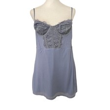 Urban Outfitters Womens Large Bustier Brenna Mini Corset Dress Blue Gray Lace