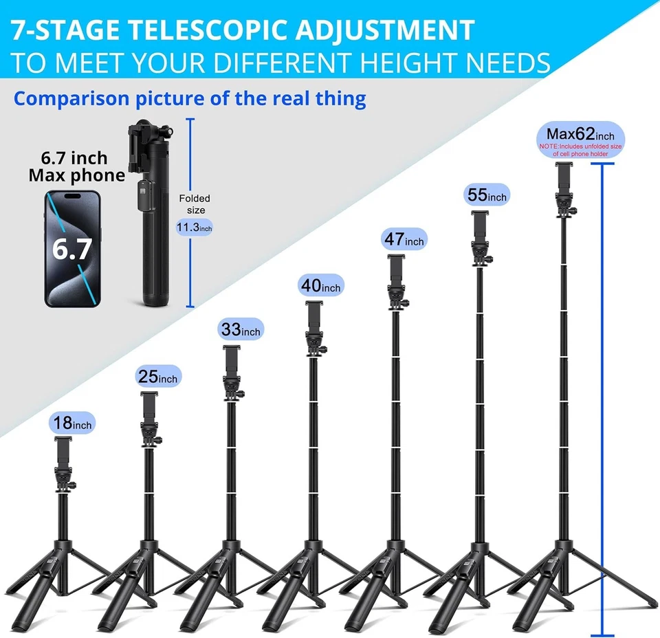 Portable 3-in-1 Selfie Stick Tripod with Adjustable Remote for Vlogging & Travel - Image 4 of 4