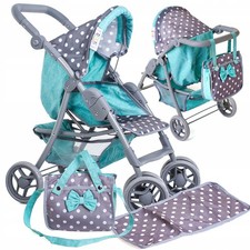 Large Doll Pram Stroller with Bag & Changing Mat - Realistic Play