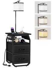 Floor Lamp with Table, End Tables with Lamps Attached 3-Color Temperature Bul...
