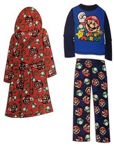 Little Boys Super Mario Fleece Hooded Robe and Pajama Set Size X-Small 4