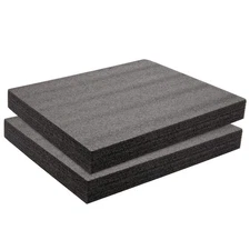 Firm Polyethylene Foam Sheets - 2 Pack, 18 x 16 x 2 in, Black - High Density ...