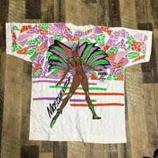Vintage 90's Kacy World Colors Positive Masquerade All Over Print T Shirt XL