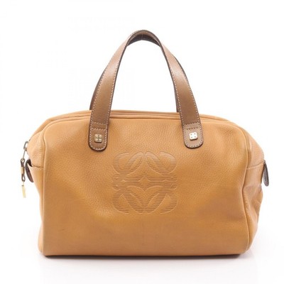 LOEWE Anagram Duffle Handbag leather Brown Used Women