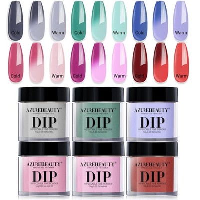 AZUREBEAUTY Color Changing Dip Powder Nail Set, Blue Green Pink A2-Green Grey 