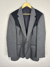 Circle S Western Blazer 44L USA Gray Suede Yoke Rodeo Cowboy Jacket