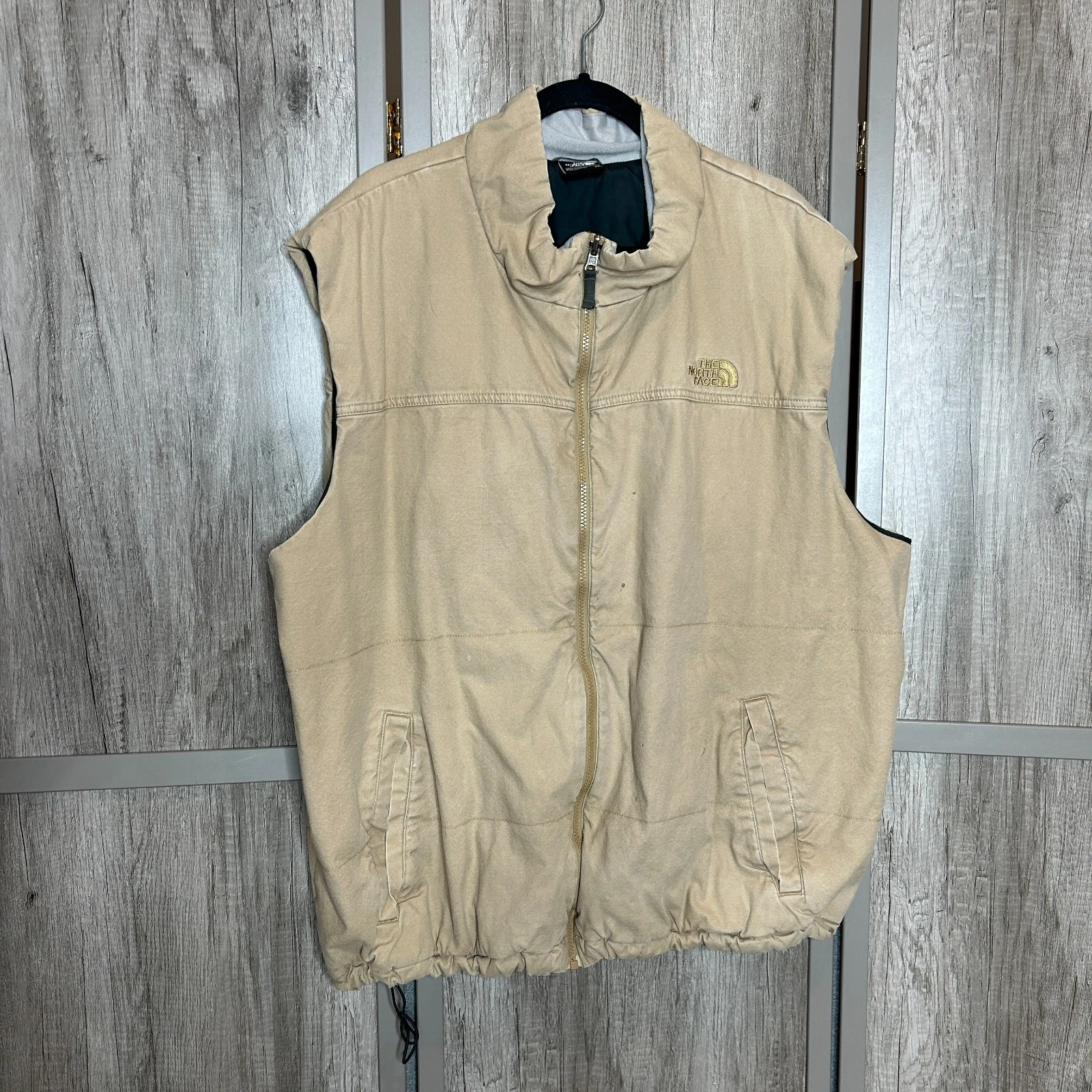 The North Face Men 2XL Canvas Chore Vest Tan Barn Work Insulated Full zip XXL