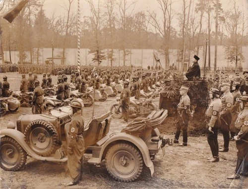 Original Press Photo WW2 German mechanised gathering church service pre war 1937