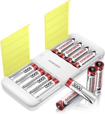 Rechargeable AA Lithium Batteries 8 Pack with Charger 3.35 per gallon