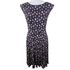 LOFT Women's XS Purple Floral Fit & Flare Dress Cutout Back Stretch