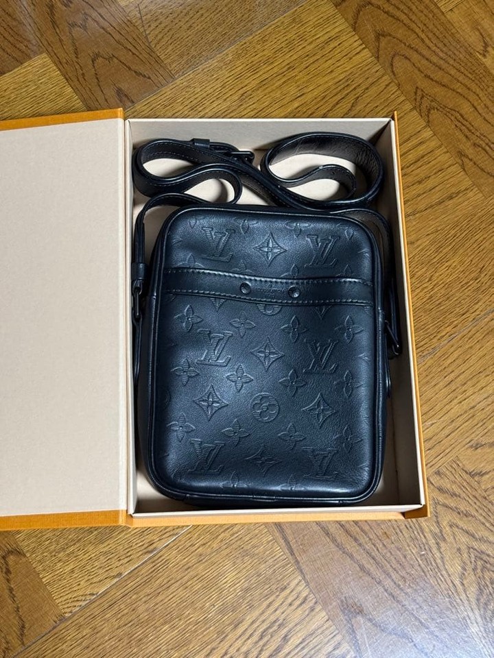 Louis Vuitton Danube Monogram Shadow Leather Crossbody Bag Black Luxury used