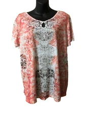 Time and Tru Short Sleeve Polyester Sublimation Tee Top Womens XL (16-18)